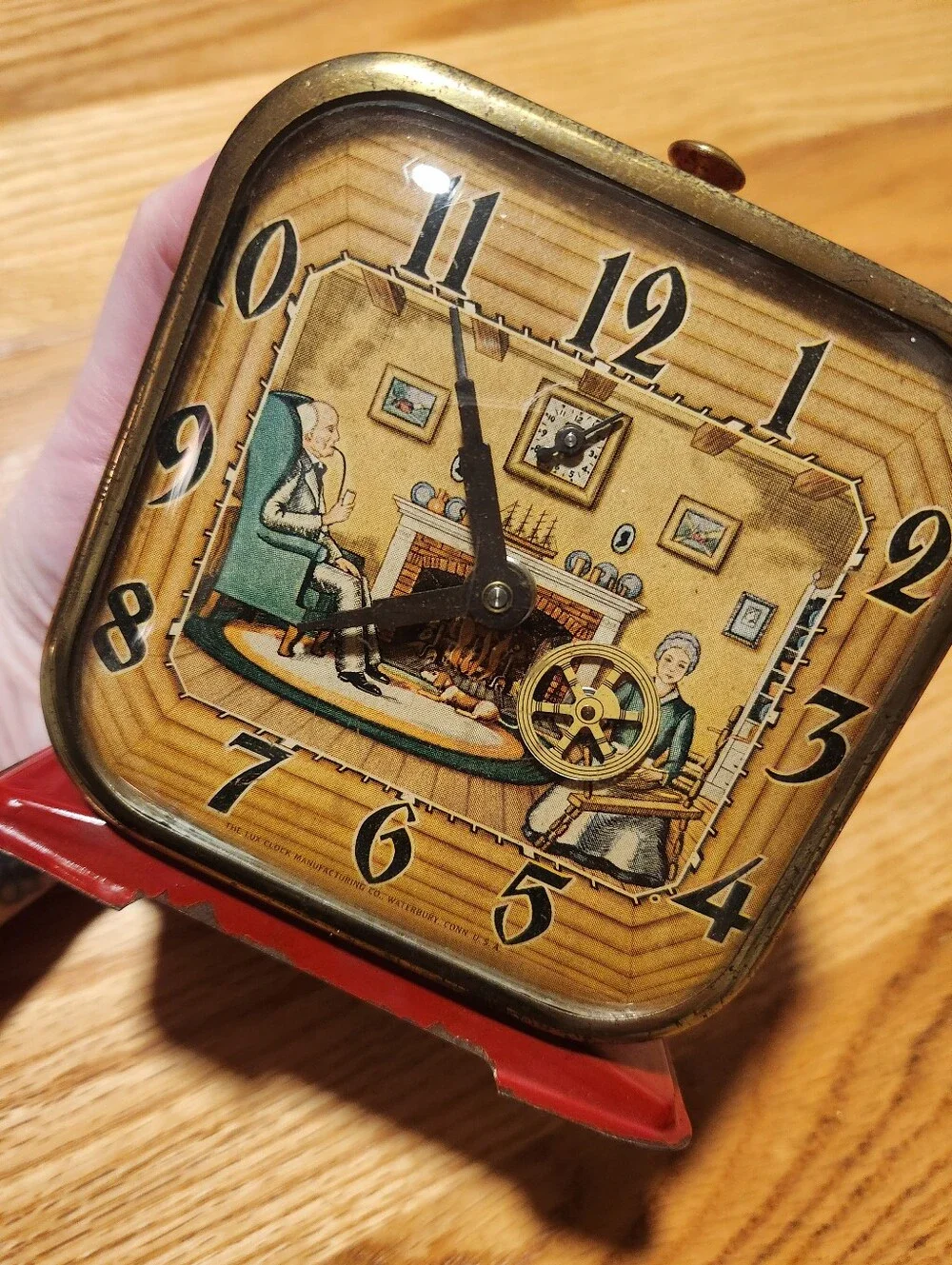 Vintage 1950s Lux Co Clock Red With Details Needs Work